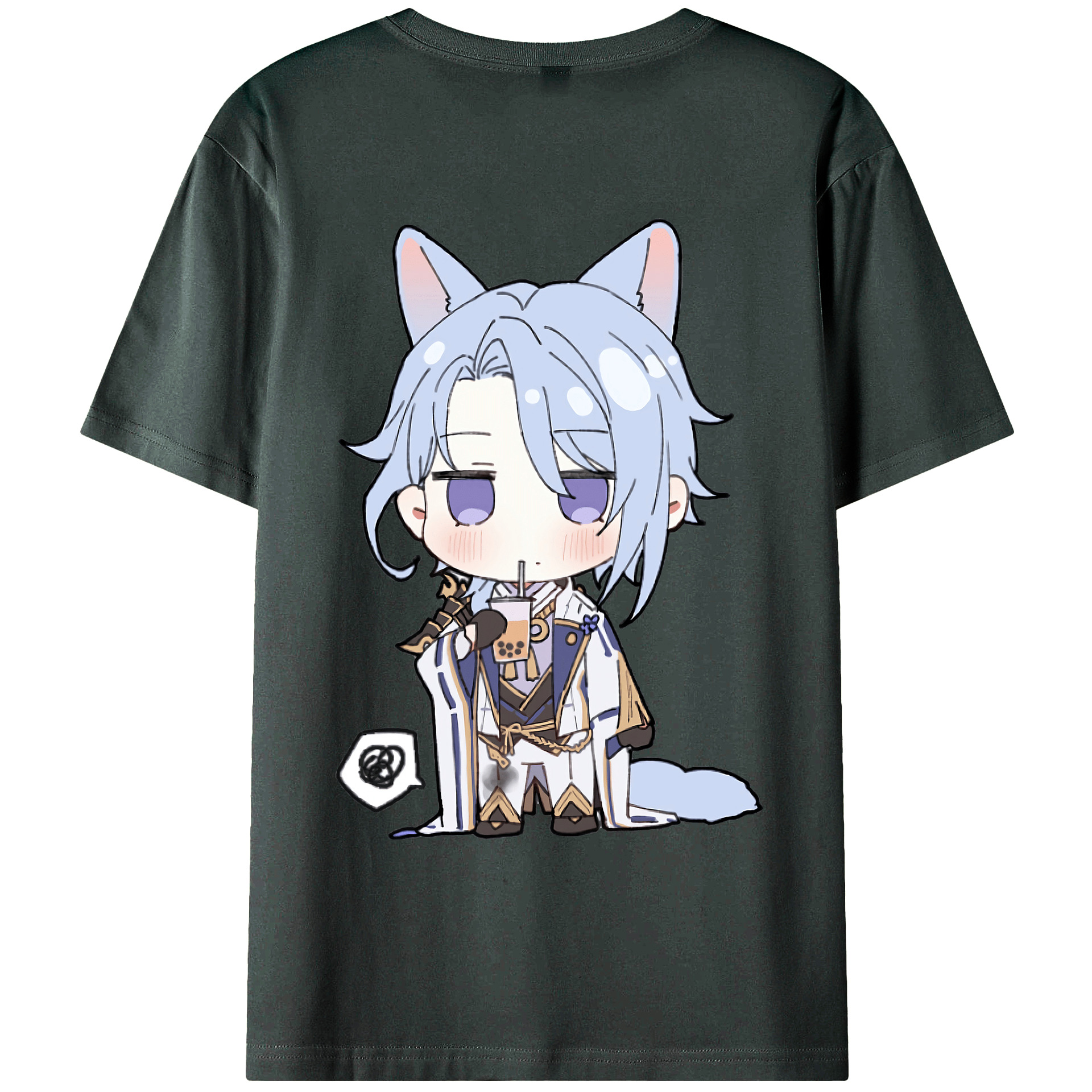 げんし神 神里綾人 かみさとあやと genshin Kamisato Ayato 綿100％ メンズ半袖Tシャツ（バックプリント） 通気性